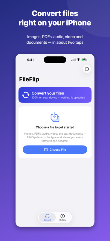FileFlip private file conversion screen